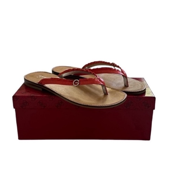Guess by Marciano Red Leather Thong Sandals Size 7 - Picture 2 of 10